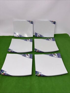 Lot of 6 Sushi Sashimi Serving Plates Melamine Blue Floral from Japan
